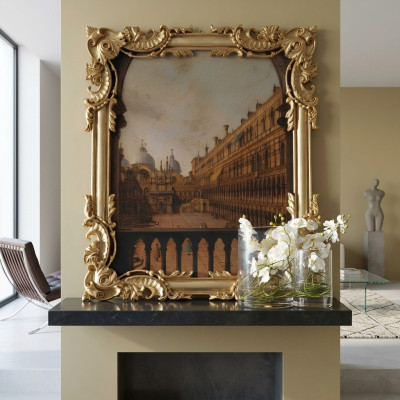 Mirror with carved frame Gold Baroque Rococo Italian Wall Mirror New