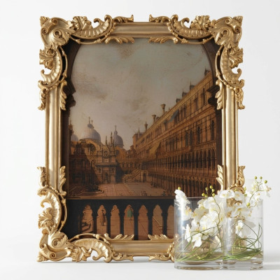Mirror with carved frame Gold Baroque Rococo Italian Wall Mirror New