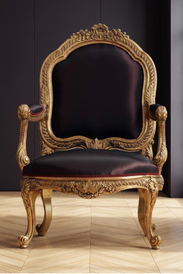 Chair Throne Baroque Rococo Textile 1 Seater Sofa Upholstered Armchair Italian Furniture