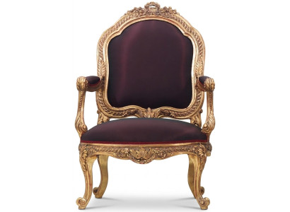 Chair Throne Baroque Rococo Textile 1 Seater Sofa Upholstered Armchair Italian Furniture