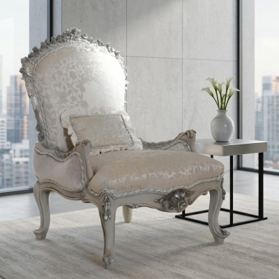 Luxury armchair upholstered throne baroque rococo solid wood Italian furniture single-seater