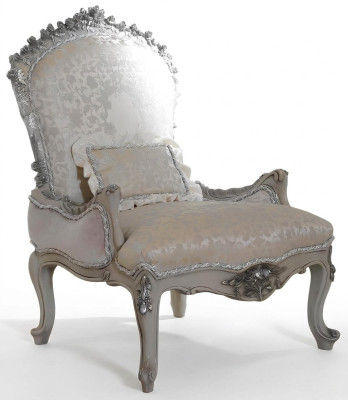 Luxury armchair upholstered throne baroque rococo solid wood Italian furniture single-seater