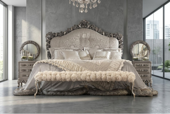 Chesterfield bed double beds leather antique style luxury Italian furniture new