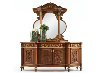 Chest of Drawers Dresser Mirror Set Real Wood Italian Furniture Antique Style Dressers