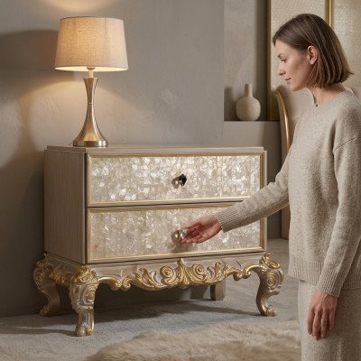 Nightstands, group beds, wooden furniture made from living room-worthy material, classic.