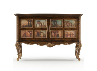 Magnificent buffet cabinet with depictions of architectural buildings on the facades