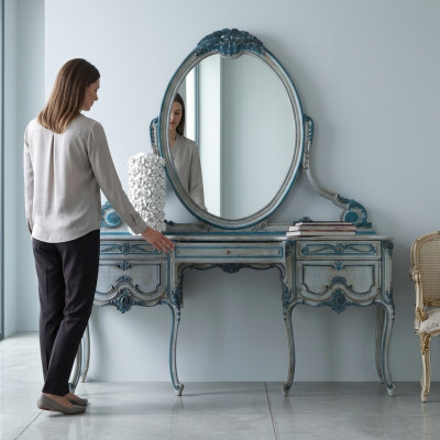 Classic wall console cabinet with mirror luxury