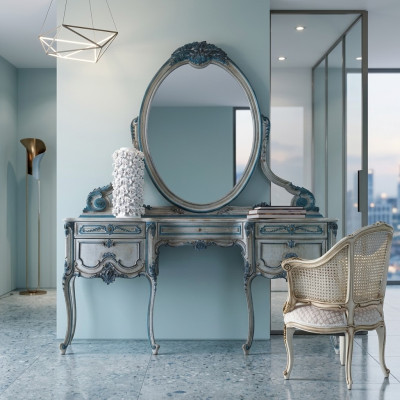 Classic wall console cabinet with mirror luxury