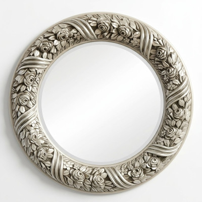 Wall mirror mirror round little mirror silver baroque rococo furniture Italy wood