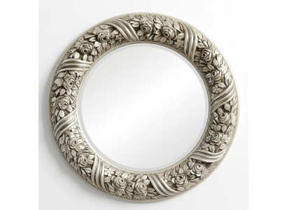 Wall mirror mirror round little mirror silver baroque rococo furniture Italy wood