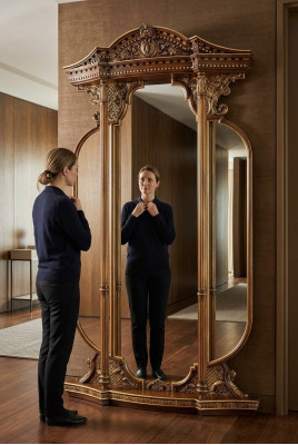 Wall mirror, carved mirror, Italian furniture, 125x224cm, new