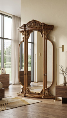 Wall mirror, carved mirror, Italian furniture, 125x224cm, new