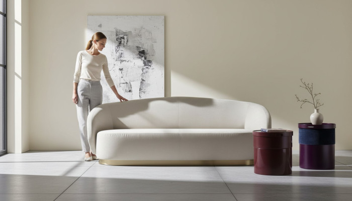 Sofa three-seater design luxury furniture wood white design furniture from Italy classic