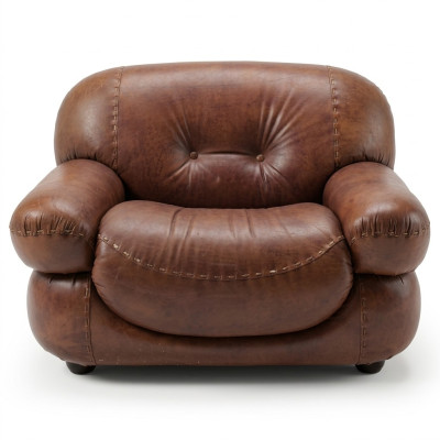 Vintage leather armchair living room genuine leather upholstery television Italian furniture new