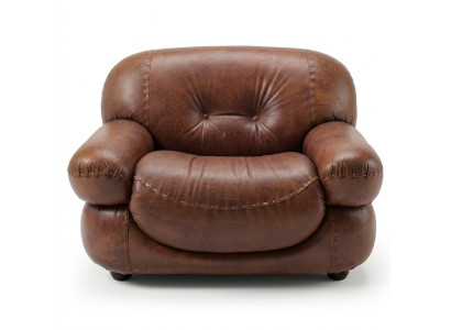 Vintage leather armchair living room genuine leather upholstery television Italian furniture new