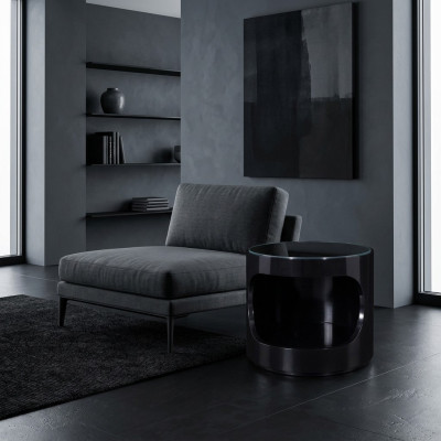 Coffee table side table round table black high gloss Italian furniture new