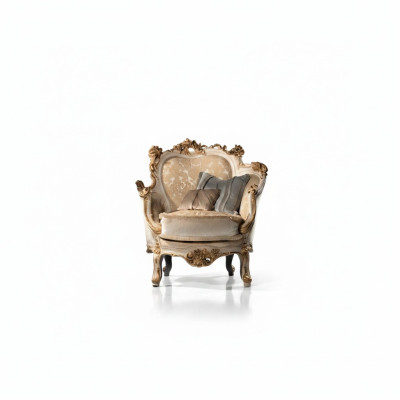 Luxurious carved armchair in a classic style for the living room