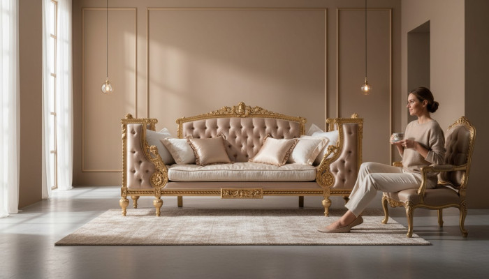 Sofa three-seater couch upholstery furniture Chesterfield baroque rococo antique style new