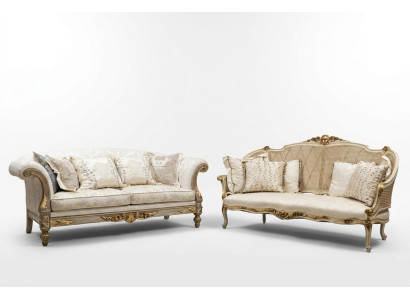 Textile sofa couch upholstered sofas 3-seater couches sofas Art Deco three-seater new