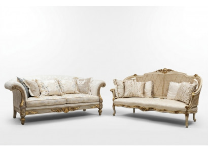 Textile sofa couch upholstered sofas 3-seater couches sofas Art Deco three-seater new