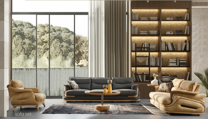 Design sofa set 4+3+1 leather sofa 3-piece set couches sofas couch