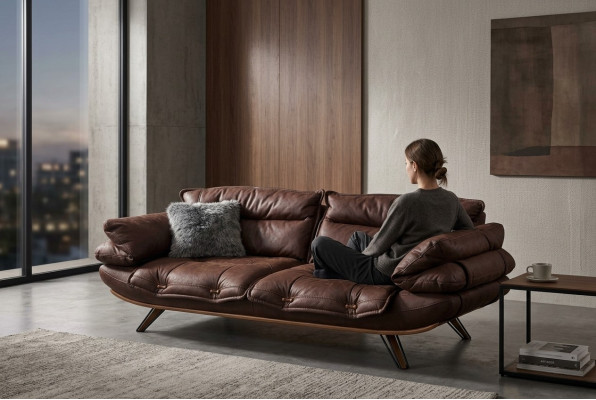Multifunctional Couch Three-seater Sofa Couches Furniture Sofas Brown Softly Padded