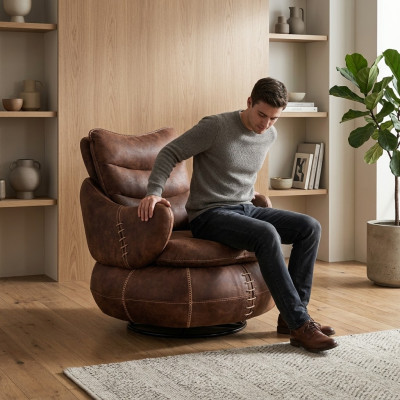 Armchair Seat Classic Design Living Room Upholstery Single-seater Leather Style Furniture Luxury