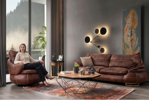 Luxury US Western Sofa Set Couch Loft Furniture 3+1 Seater Sofa Armchair 2-piece New