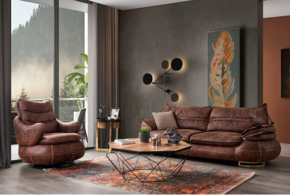 Luxury US Western Sofa Set Couch Loft Furniture 3+1 Seater Sofa Armchair 2-piece New