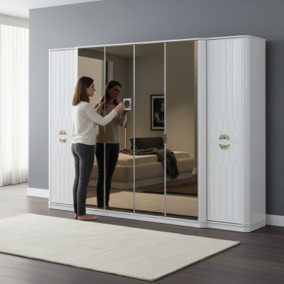 Wardrobe mirror wooden furniture cabinets Italy for bedroom