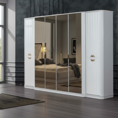 Wardrobe mirror wooden furniture cabinets Italy for bedroom