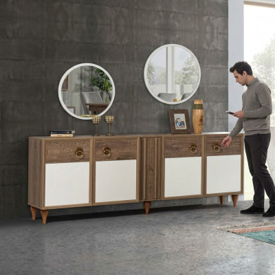 Chest of drawers wooden sideboard mirror solid living room chests of drawers