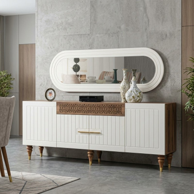 Chest of drawers wooden sideboard mirror solid chests living room