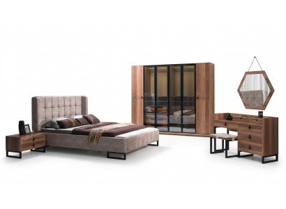 Bedroom Set 5-piece Luxury Bed 2x Nightstand Dresser Wardrobe Wood New