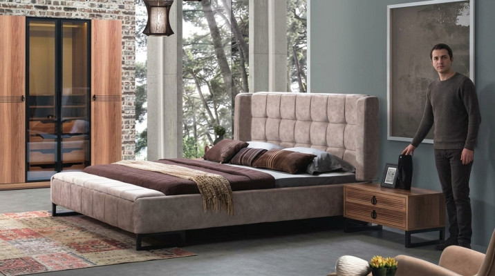 Bed double bed beds furniture interior bedroom design fabric