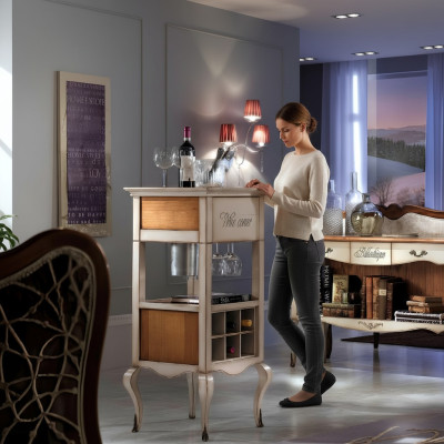 House bar, bar cabinet, bar table, shelf, wine rack, wine cabinet, luxury cabinet, display case.