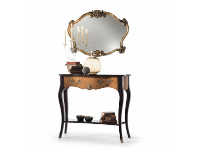 Console table furniture Baroque style mirror wood Italian tables set 2-piece set