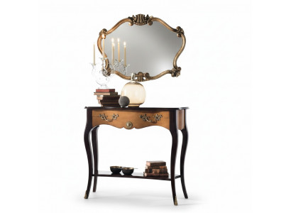 Console table furniture Baroque style mirror wood Italian tables set 2-piece set