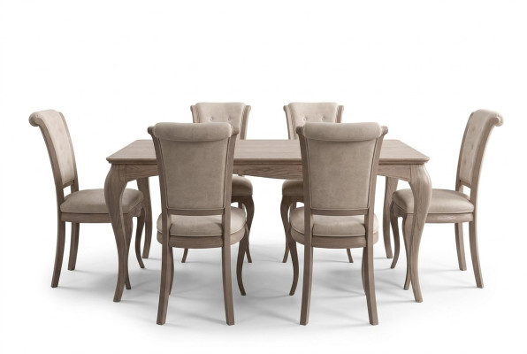 Dining Table Dining Room Suite Furniture Set Group Table + 6 Chair Set 7-piece.
