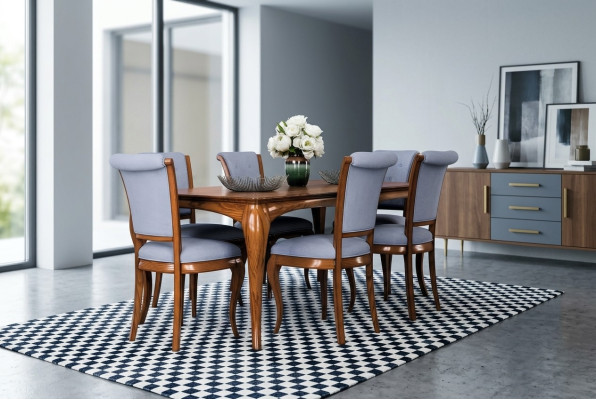 Furniture Set: Table + 6 Chair Set 7-piece Dining Table Suite Dining Room