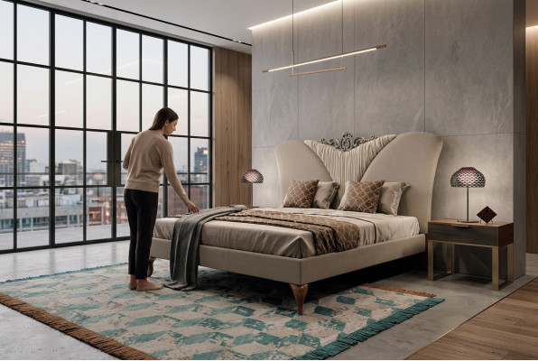 Bed double bed solid wood bedroom beds furniture Vaccari Cav Giovanni new