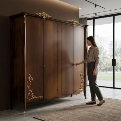 Wardrobe Cabinet Wooden Cabinet Bedroom Solid Furniture Italian Solid Wood