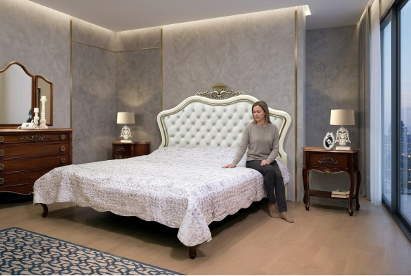 Classic bed luxury furniture beds bedroom furnishings nightstand 2x 3-piece set.