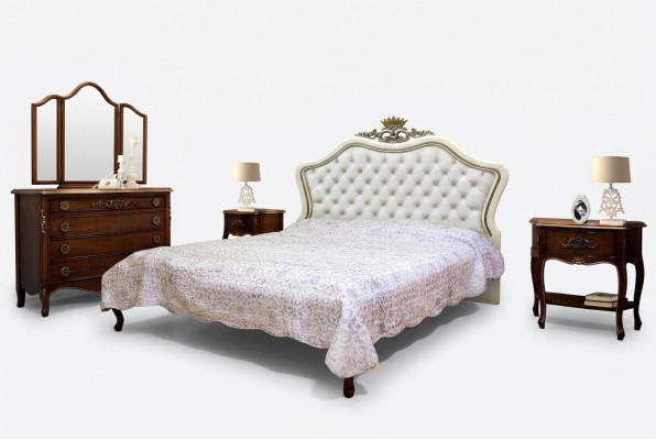 Classic bed luxury furniture beds bedroom furnishings nightstand 2x 3-piece set.