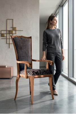 Art Deco dining chair with armrest dining chairs design textile luxury armchair
