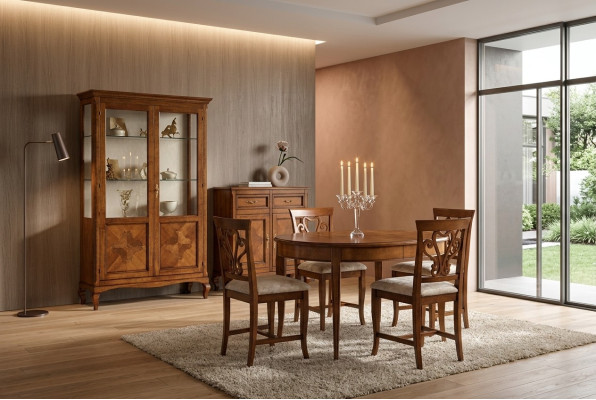 Dining Room Set Suite Chairs 4x Display Cabinet Group Dining Group Display Cabinets 7-piece. Sideboard