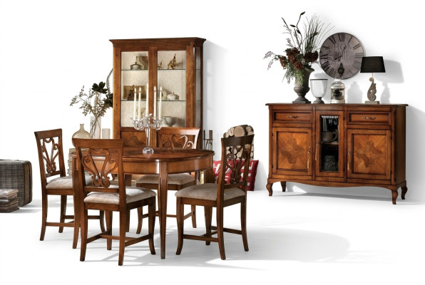 Dining Room Set Suite Chairs 4x Display Cabinet Group Dining Group Display Cabinets 7-piece. Sideboard