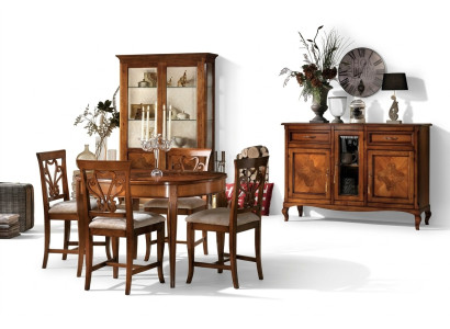 Dining Room Set Suite Chairs 4x Display Cabinet Group Dining Group Display Cabinets 7-piece. Sideboard