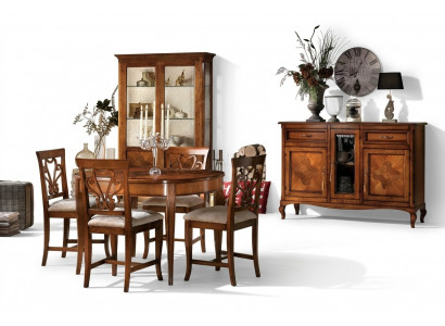 Dining Room Set Suite Chairs 4x Display Cabinet Group Dining Group Display Cabinets 7-piece. Sideboard