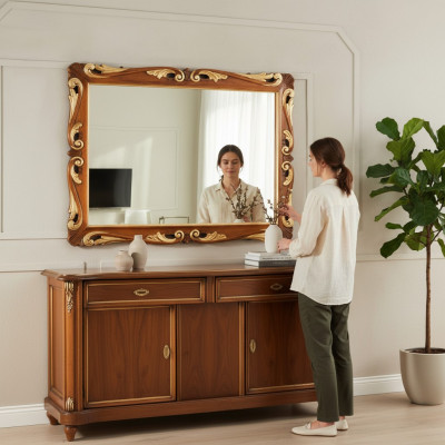 Wall Classic Design Mirror Italian Furniture Wall Mirror Wooden Mirror